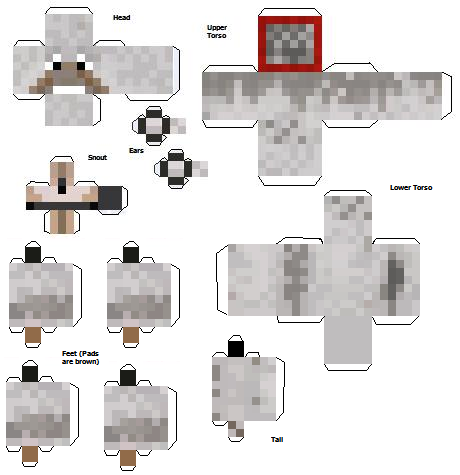 Minecraft Papercraft Wolf Template